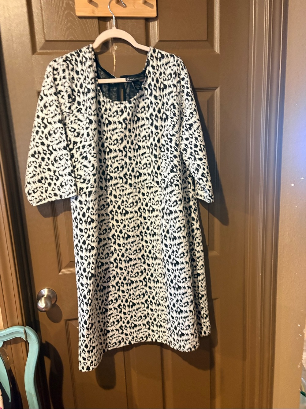 Lane Bryant Black and White Leopard-Print Mini Dress